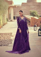 Fantastic Design Embroidered Purple Gown